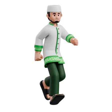 Muslim Man Running  3D Illustration