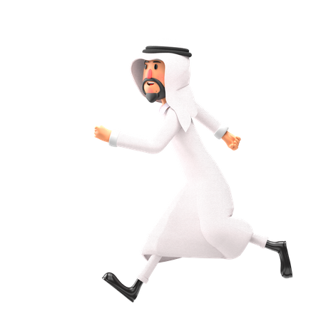 Muslim man running fast  3D Illustration