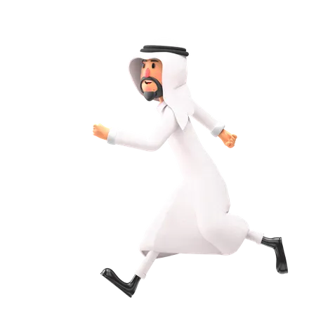 Muslim man running fast  3D Illustration
