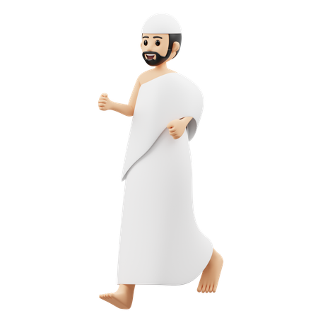 Muslim Man Running For Prayer  3D Illustration