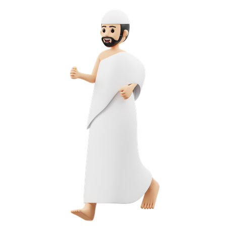 Muslim Man Running For Prayer  3D Illustration