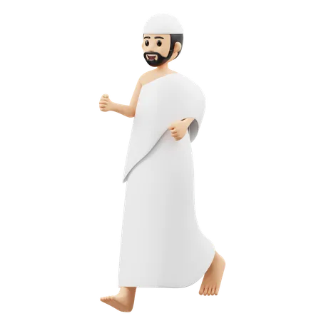 Muslim Man Running For Prayer  3D Illustration