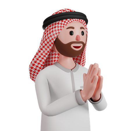 Muslim man saying namaste  3D Illustration