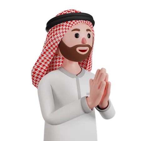 Muslim man saying namaste  3D Illustration