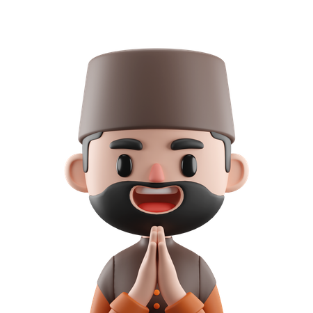 Muslim Man Saying Namaste  3D Icon