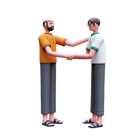 Muslim Man Shaking Hand  3D Icon