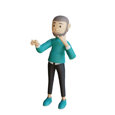 Muslim man showing Calling Hand Gesture  3D Illustration