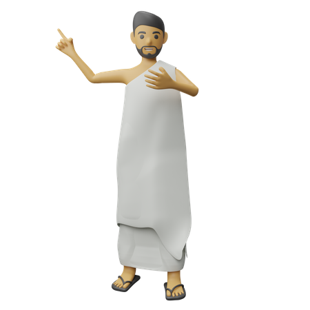 Muslim man showing something  3D Icon