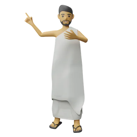 Muslim man showing something  3D Illustration