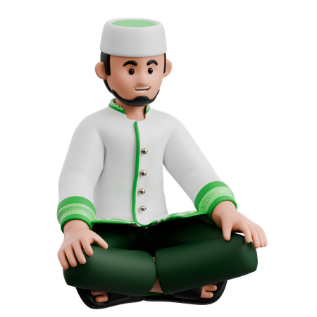 Muslim Man Sitting on floor  3D Illustration