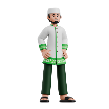 Muslim Man Standing Confidently  3D Illustration