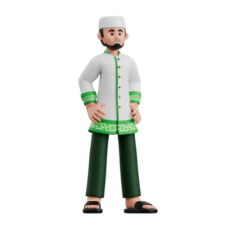 Muslim Man Standing Confidently  3D Illustration