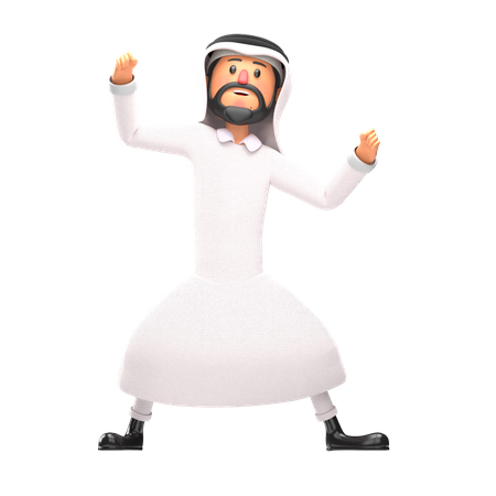 Muslim man stronge pose  3D Illustration