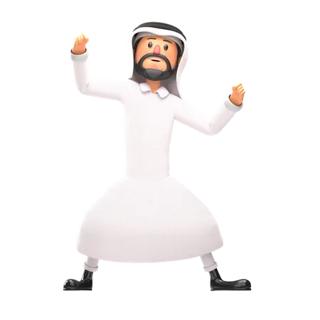 Muslim man stronge pose  3D Illustration