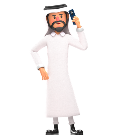 Muslim man talking on mobile  3D Illustration