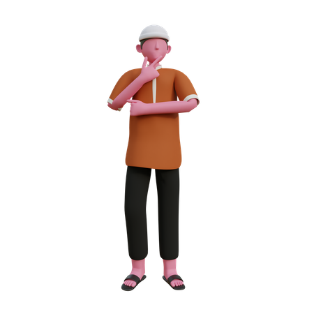 Muslim man thinking idea  3D Icon