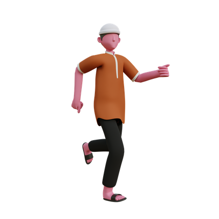 Muslim man walking  3D Icon