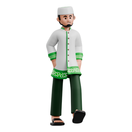 Muslim Man Walking  3D Illustration