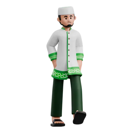 Muslim Man Walking  3D Illustration
