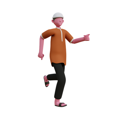 Muslim man walking 3D Illustration