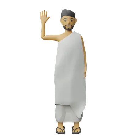 Muslim man waving hand  3D Illustration