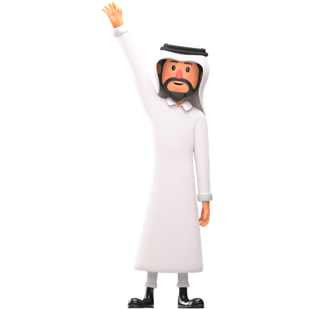 Muslim man waving hand  3D Illustration