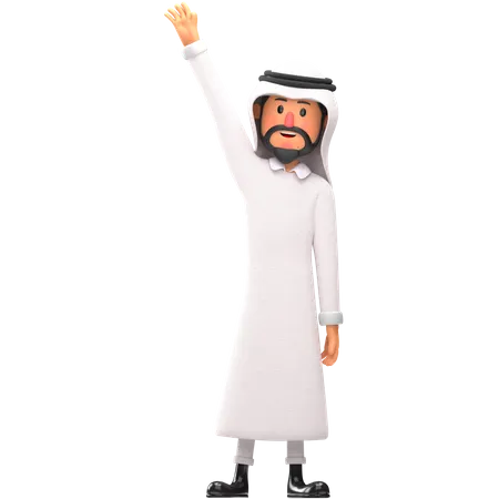 Muslim man waving hand  3D Illustration