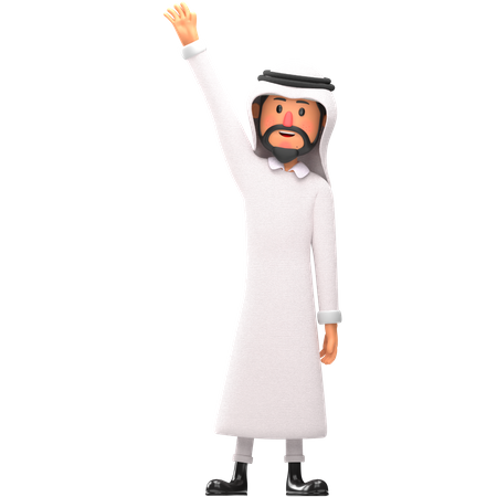 Muslim man waving hand 3D Illustration