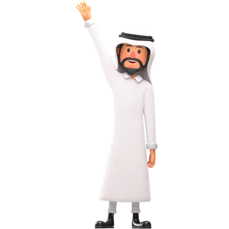 Muslim man waving hand 3D Illustration
