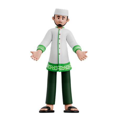 Muslim Man Wearing New Clothes  3D Illustration
