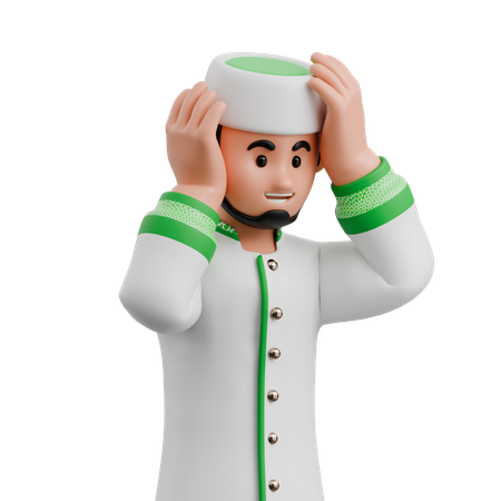 전통 머리 장식을 한 무슬림 남자  3D Icon