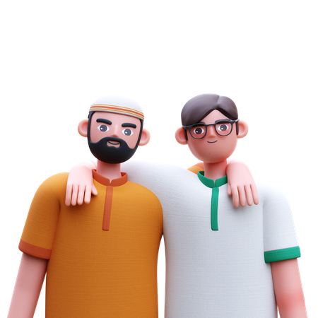 Muslim Man With His Friend  3D Icon