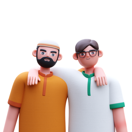 Muslim Man With His Friend  3D Icon
