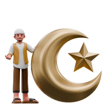 Muslim Man With The Month Of Ramadan  3D Illustration