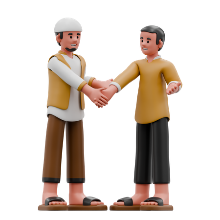 Muslim Men Forgive Each Other  3D Illustration