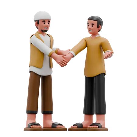 Muslim Men Forgive Each Other  3D Illustration