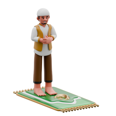 Muslim Men Performing Prayers  3D Illustration