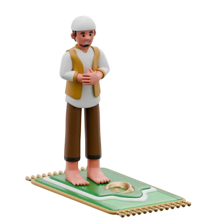 Muslim Men Performing Prayers  3D Illustration