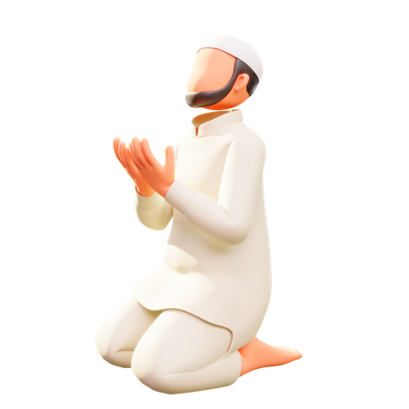 Muslim men sit praying  3D Illustration