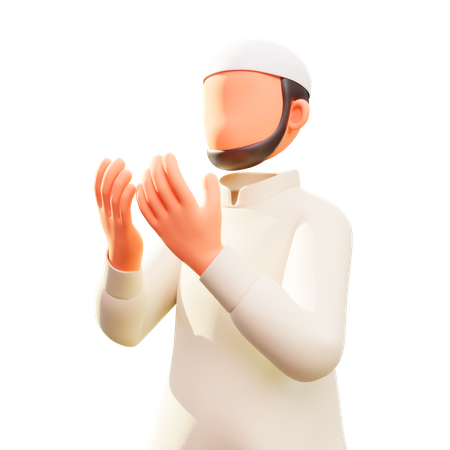 Muslim men sit praying  3D Illustration