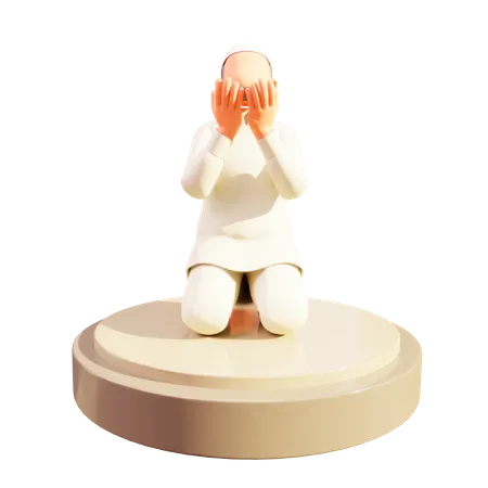 Character Muslim Man Praying 3D Illustration