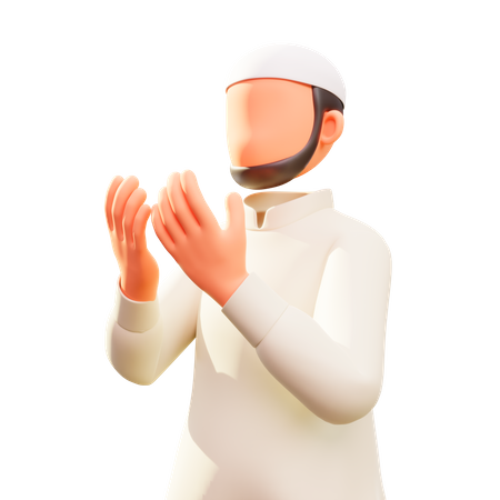 Muslim men sit praying 3D Illustration