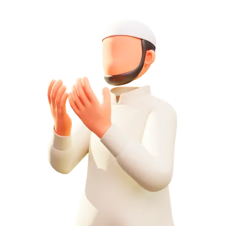 Muslim men sit praying  3D Illustration