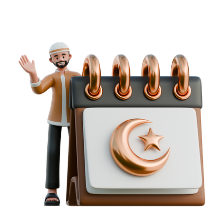 Muslim mit Ramadan-Kalender  3D Icon