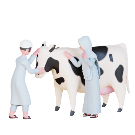 Muslim People doing Cow care  3D Icon