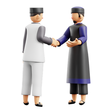 Muslim People Doing Handshake  3D Illustration