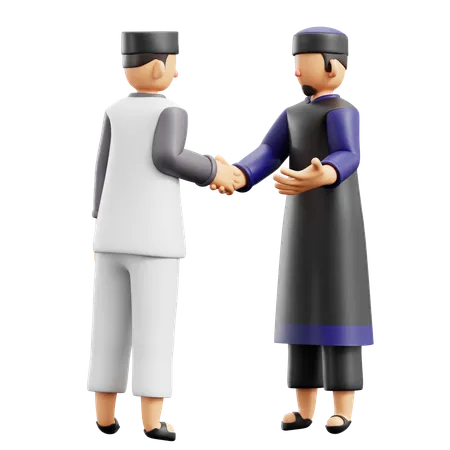 Muslim People Doing Handshake  3D Illustration