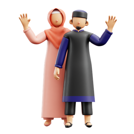 Muslim People Greeting  3D Illustration