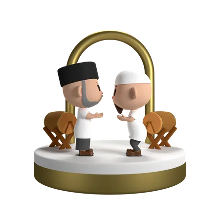 Muslim People Rituals  3D Illustration