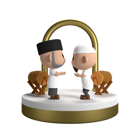 Muslim People Rituals  3D Illustration
